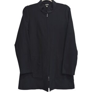 Eileen Fisher Crepe Knit Mandarin Collar System Jacket‎ 2 Way Zip Longline Small